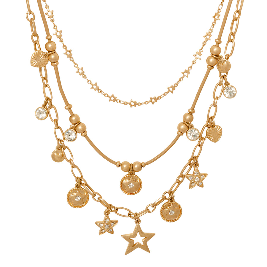 Stellar Harmony Layered Necklace Gold