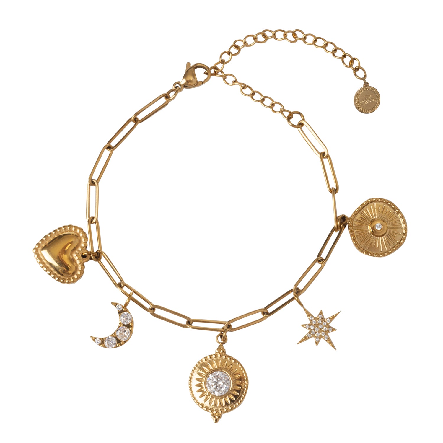 Gold 'Celestial' Stainless Steel Charm Bracelet – Meller Designs