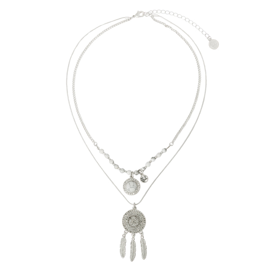 Dreamcatcher Layered Necklace Silver