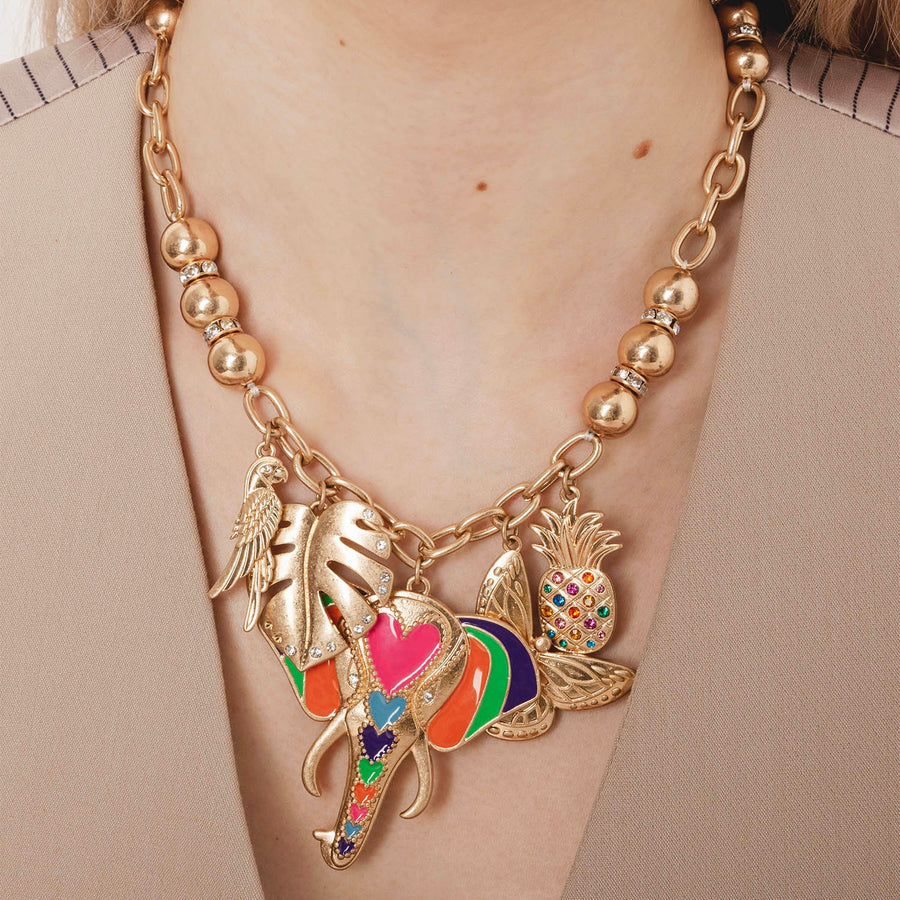 Mosaic Elephant Statement Necklace