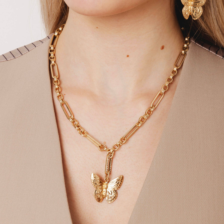 Serene Wings Butterfly Necklace Gold