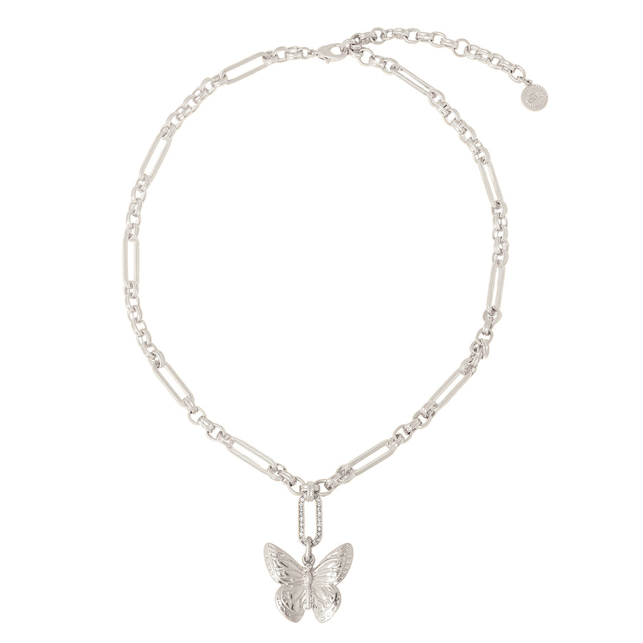 Serene Wings Butterfly Necklace Silver