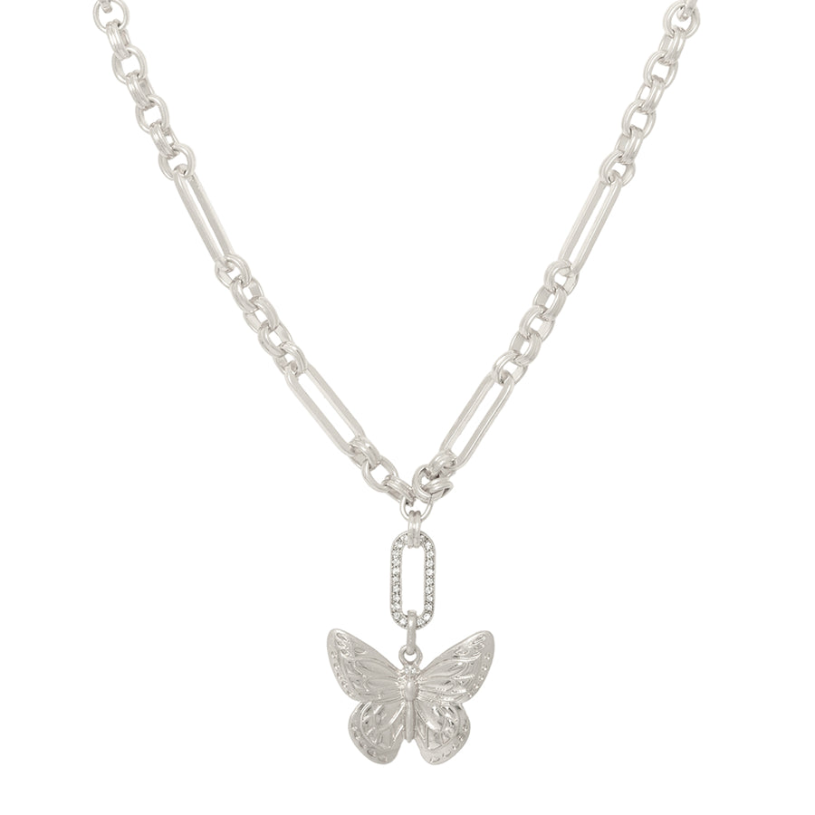 Serene Wings Butterfly Necklace Silver
