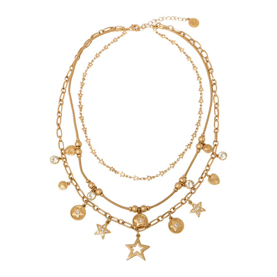Stellar Harmony Layered Necklace Gold