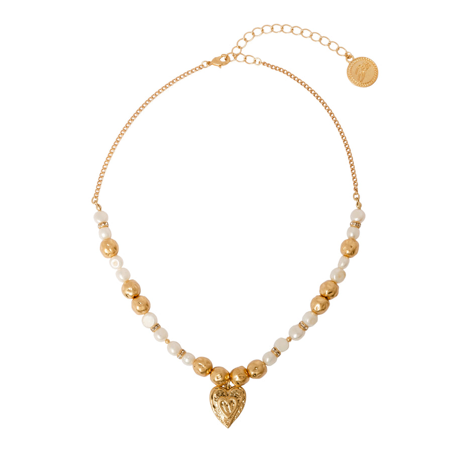 Pearl Elegance Real Pearl Necklace Gold