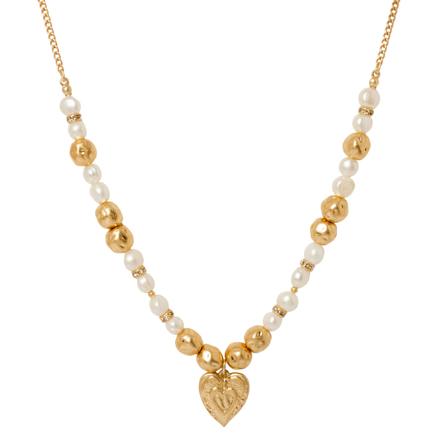 Pearl Elegance Real Pearl Necklace Gold