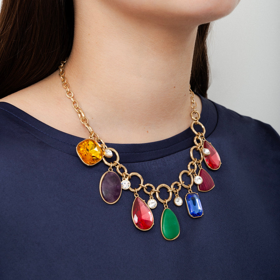 Gold Bejewelled Statement Collar Necklace Meller Designs