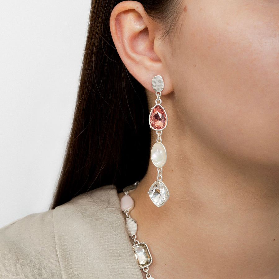 Silver 'Bejewelled' Statement Drop Earrings