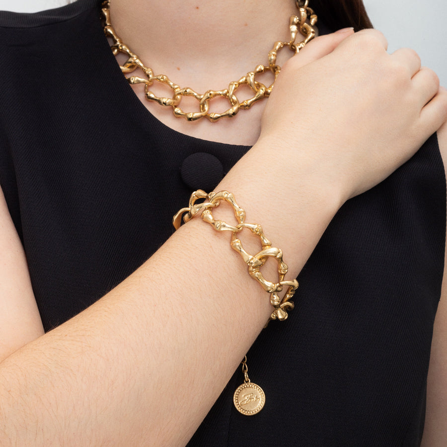 Gold 'Bamboo' Chain Bracelet