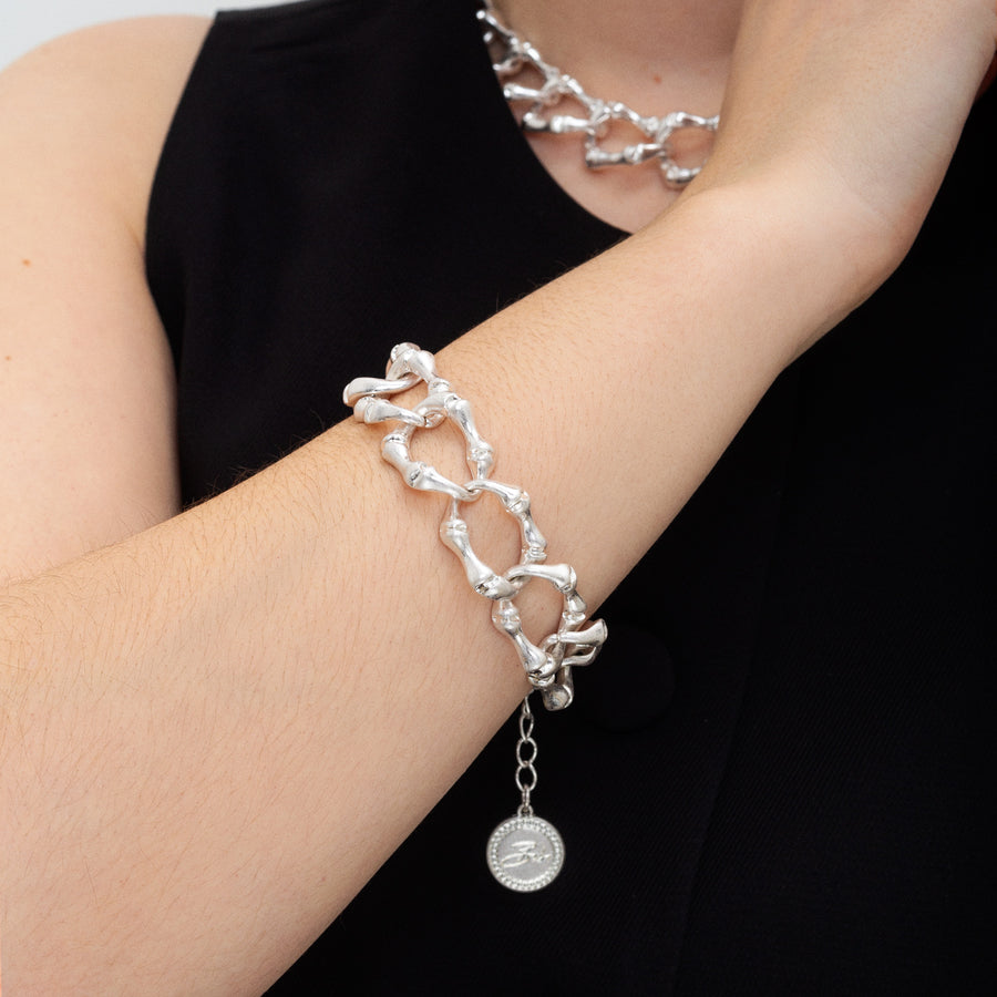 Silver 'Bamboo' Chain Bracelet