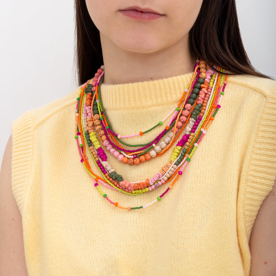 Multi Colour Layered 'Beaded' Necklace