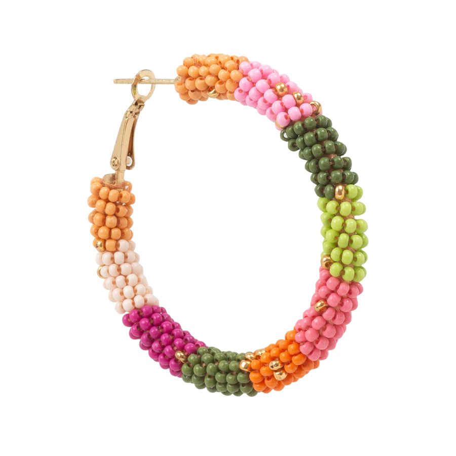 Multi Colour 'Beaded' Hoop Earrings