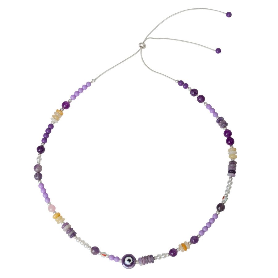 Silver Multi 'Beaded' Friendship Necklace