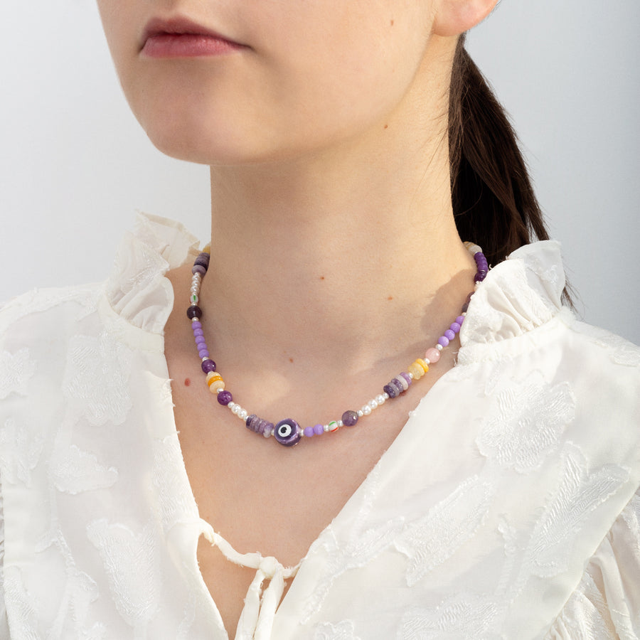 Silver Multi 'Beaded' Friendship Necklace