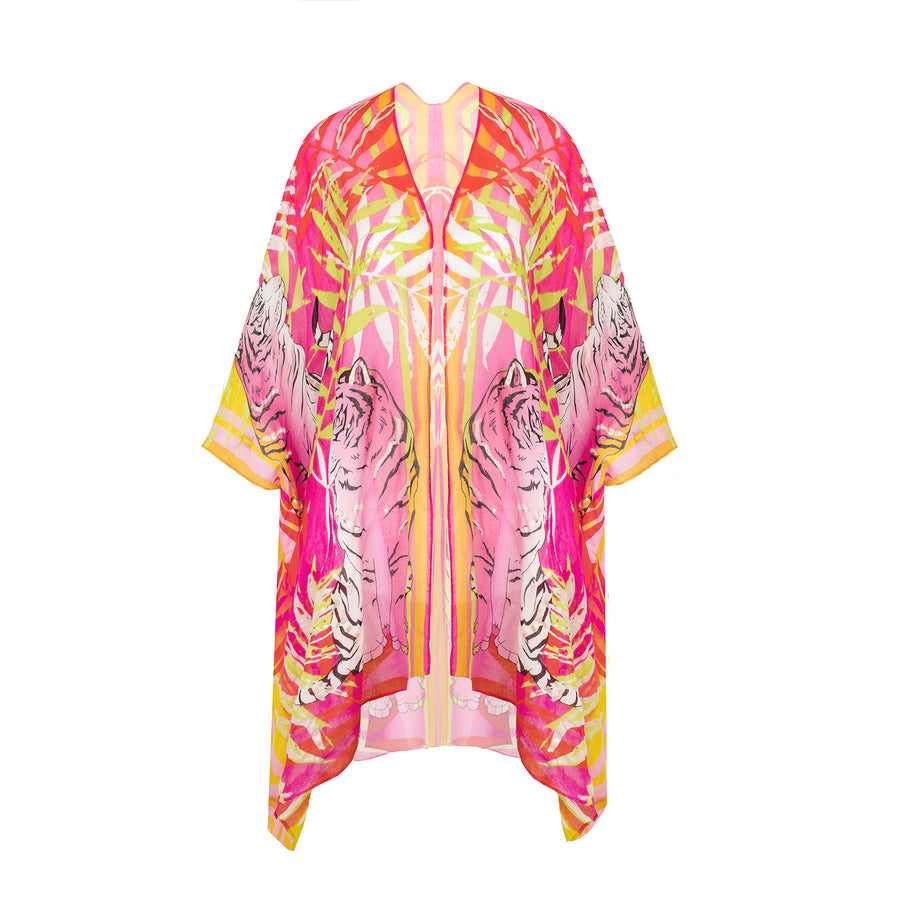 Pink 'Tropical' Print Kaftan