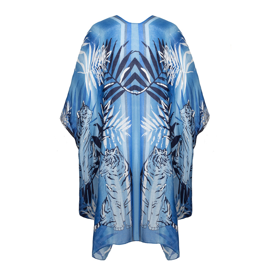 Blue 'Tropical' Print Kaftan