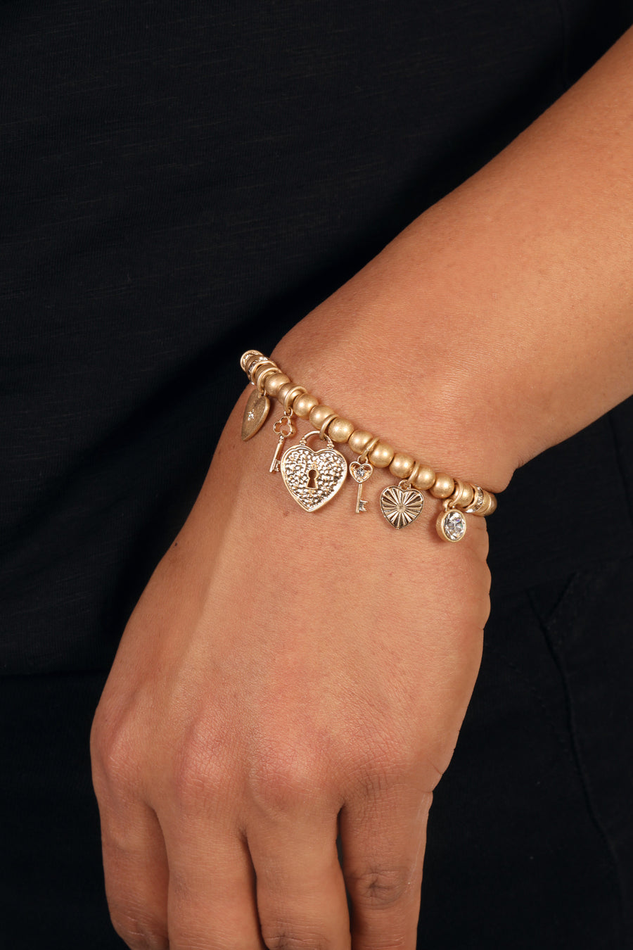 Gold 'Adoration' Charm Ball Bracelet