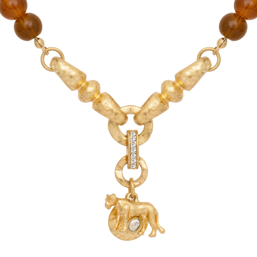 Gold Majesty Lioness Charm Necklace