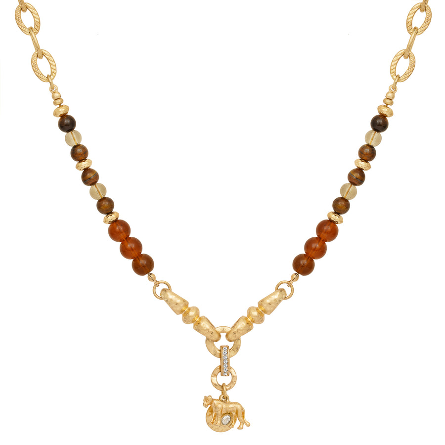 Gold Majesty Lioness Charm Necklace