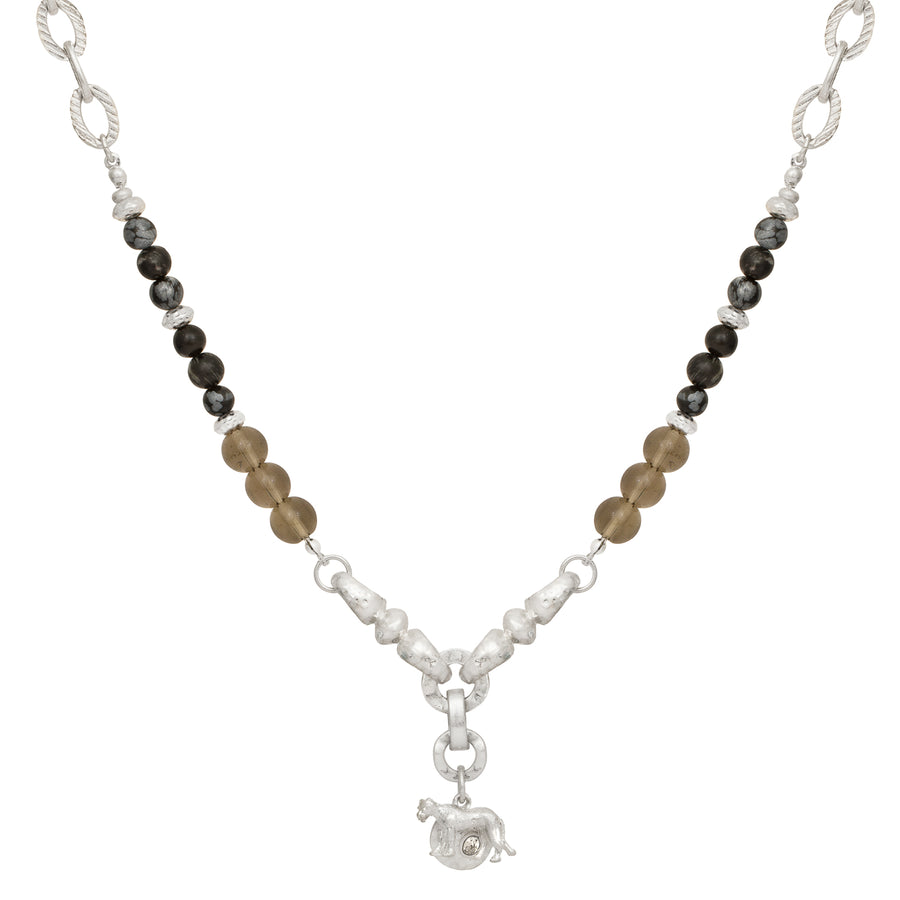 Silver Majesty Lioness Charm Necklace