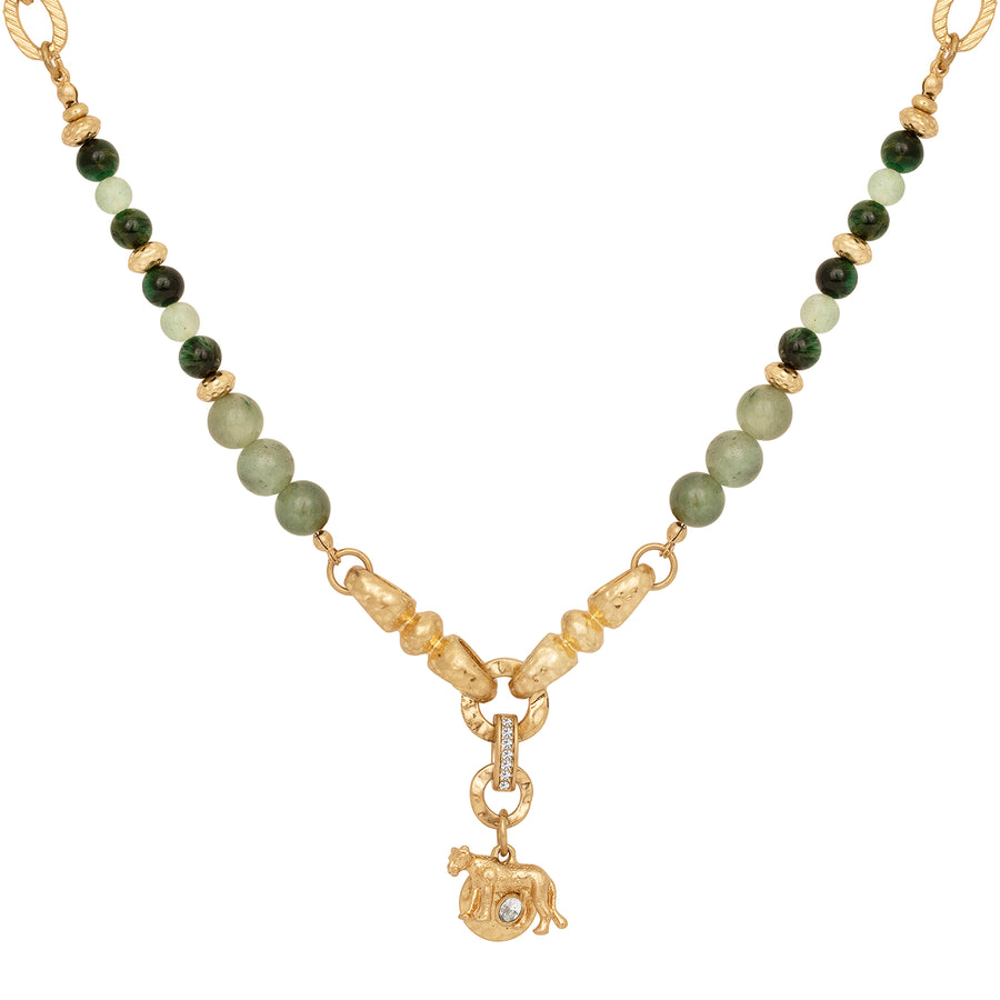 Green Majesty Lioness Charm Necklace