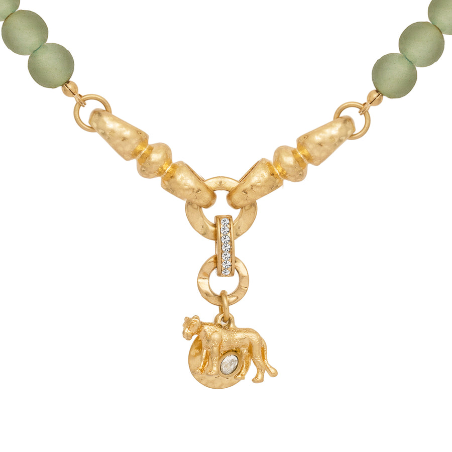 Green Majesty Lioness Charm Necklace