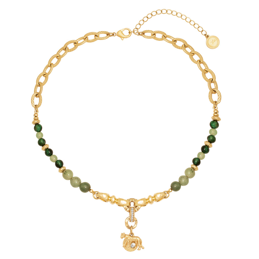 Green Majesty Lioness Charm Necklace