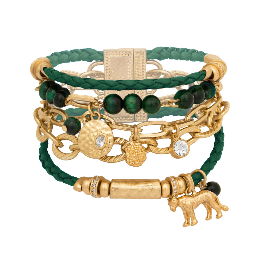 Green Lioness Spirit Layered Bracelet