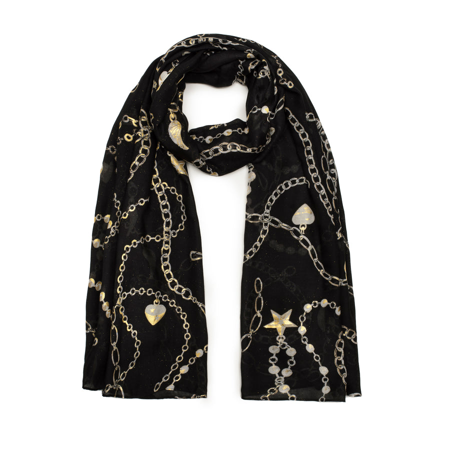 Black Celestial Charmscape Large Rectangular Scarf – Bibi Bijoux