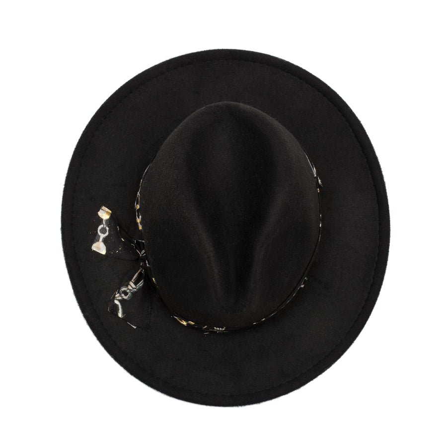 Black Celestial Charmscape Fedora Hat