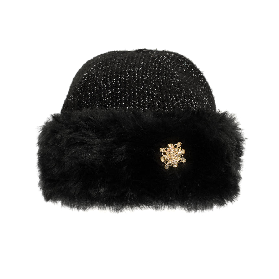 Black Moonlight Cozy Hat And Brooch
