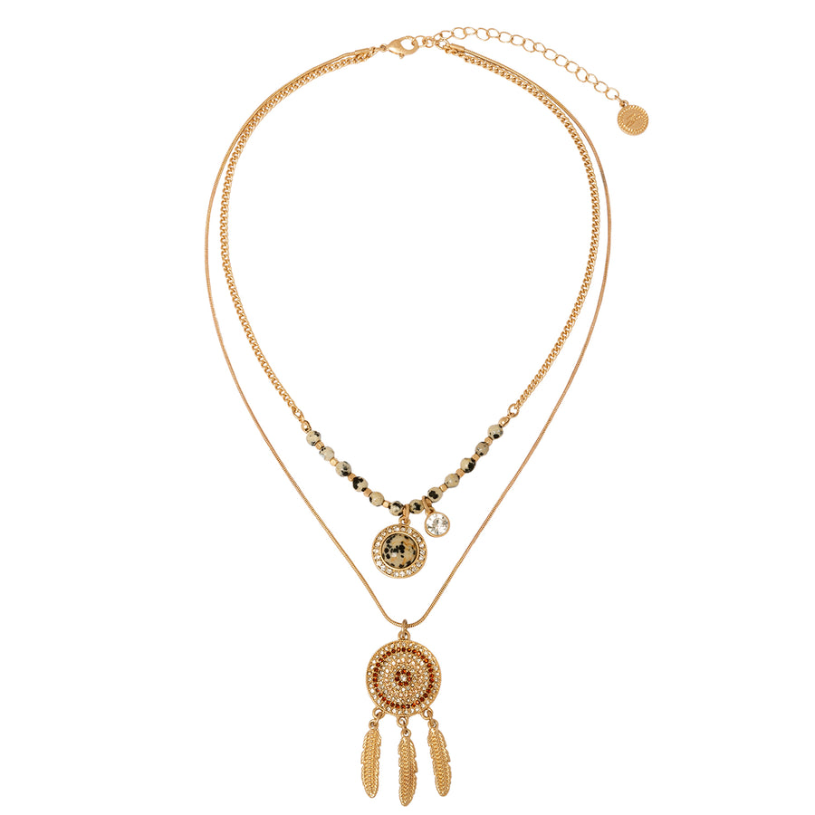 Dreamcatcher Layered Necklace Gold