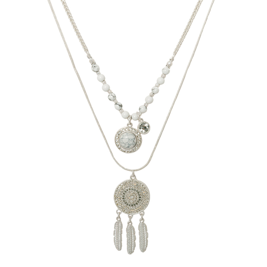 Dreamcatcher Layered Necklace Silver