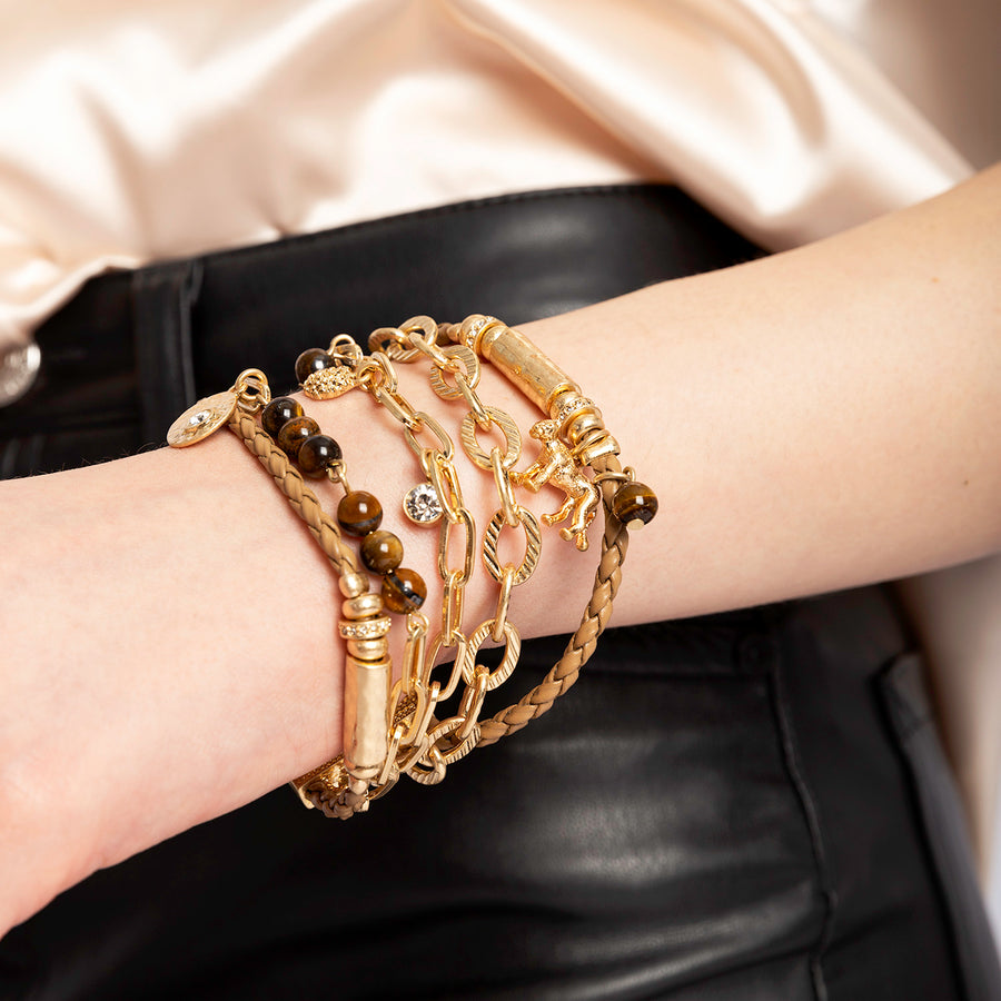 Gold Lioness Spirit Layered Bracelet