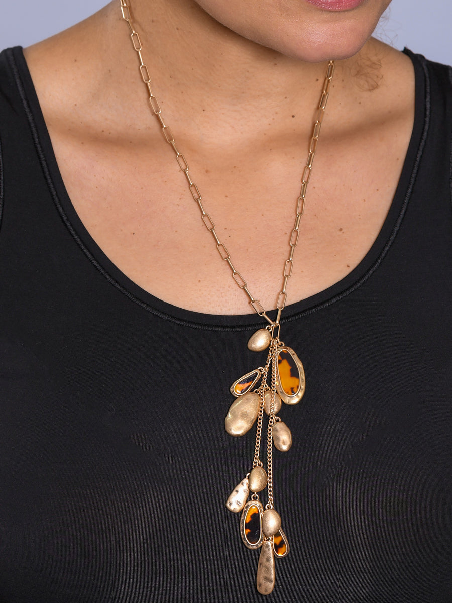 Tortoise Shell Long Tassel Necklace