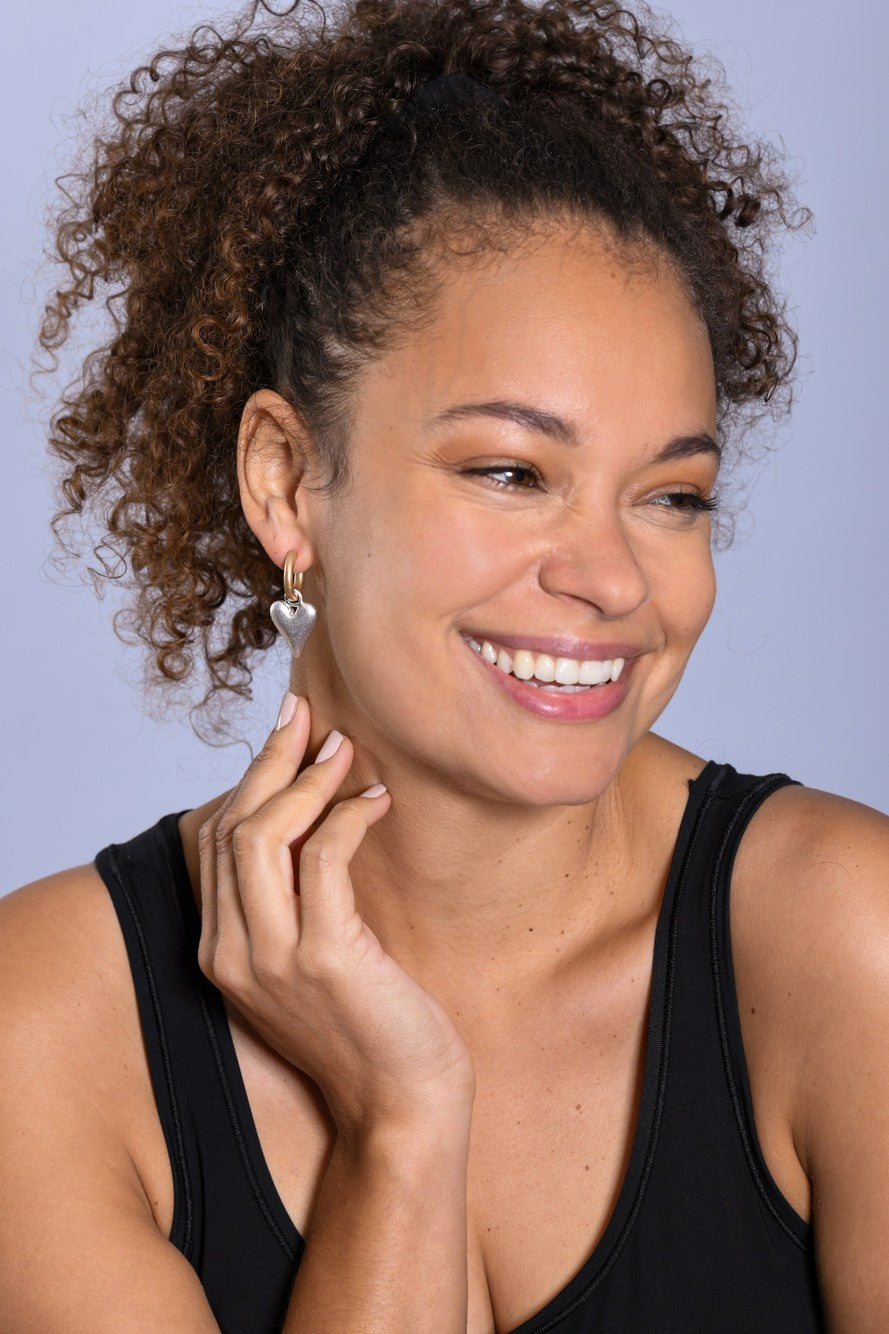 Set of three heart hoop earrings