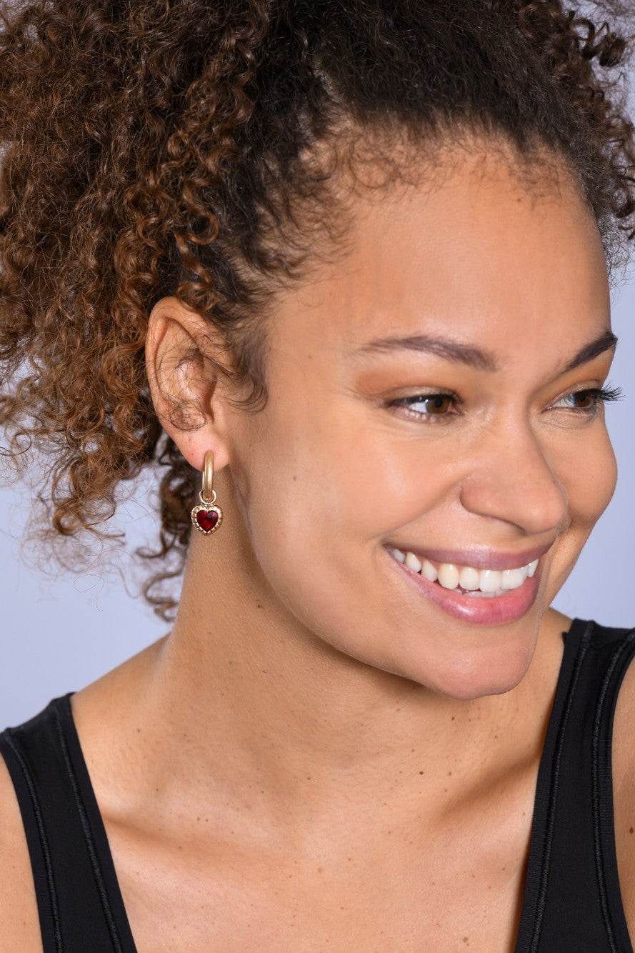 Set of three heart hoop earrings