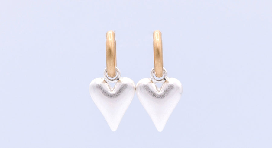 Set of three heart hoop earrings