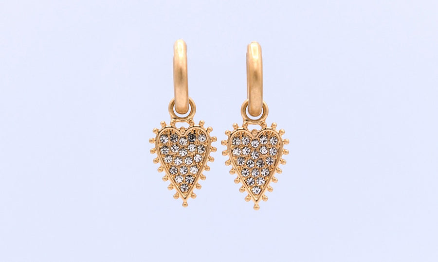 Set of three heart hoop earrings