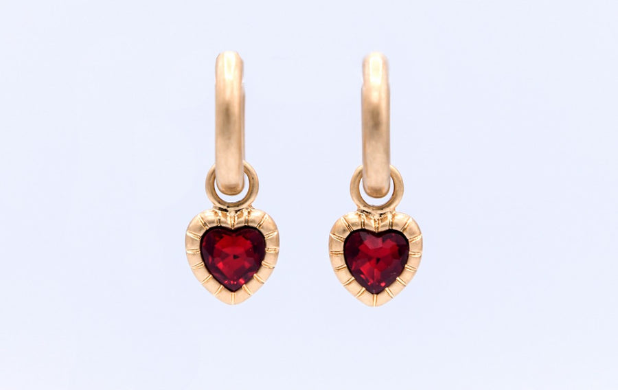 Set of three heart hoop earrings