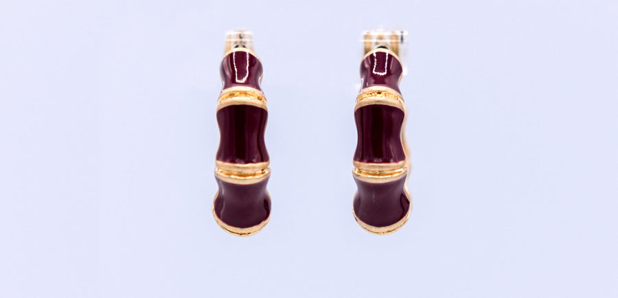 Enamel Bamboo hoop earrings