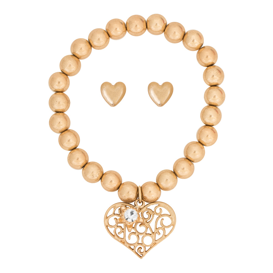 Bibi Bijoux Gold Filigree Heart Gift Set