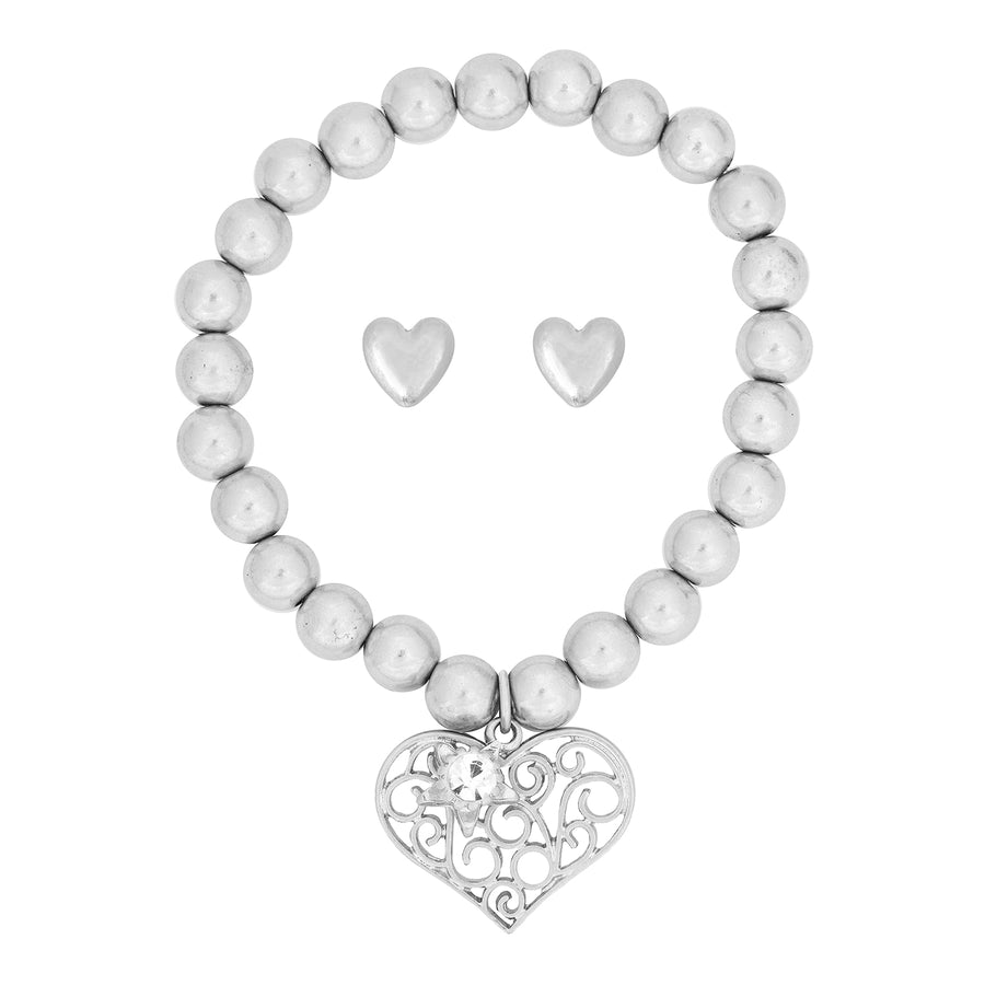 Bibi Bijoux Silver Filigree Heart Gift Set