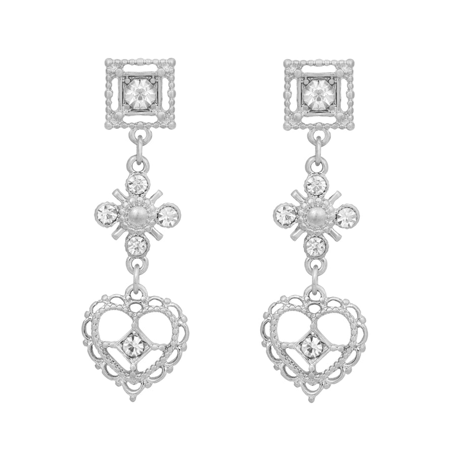 Bibi Bijoux Silver Wear Your Heart On Your Sleeve Earrings