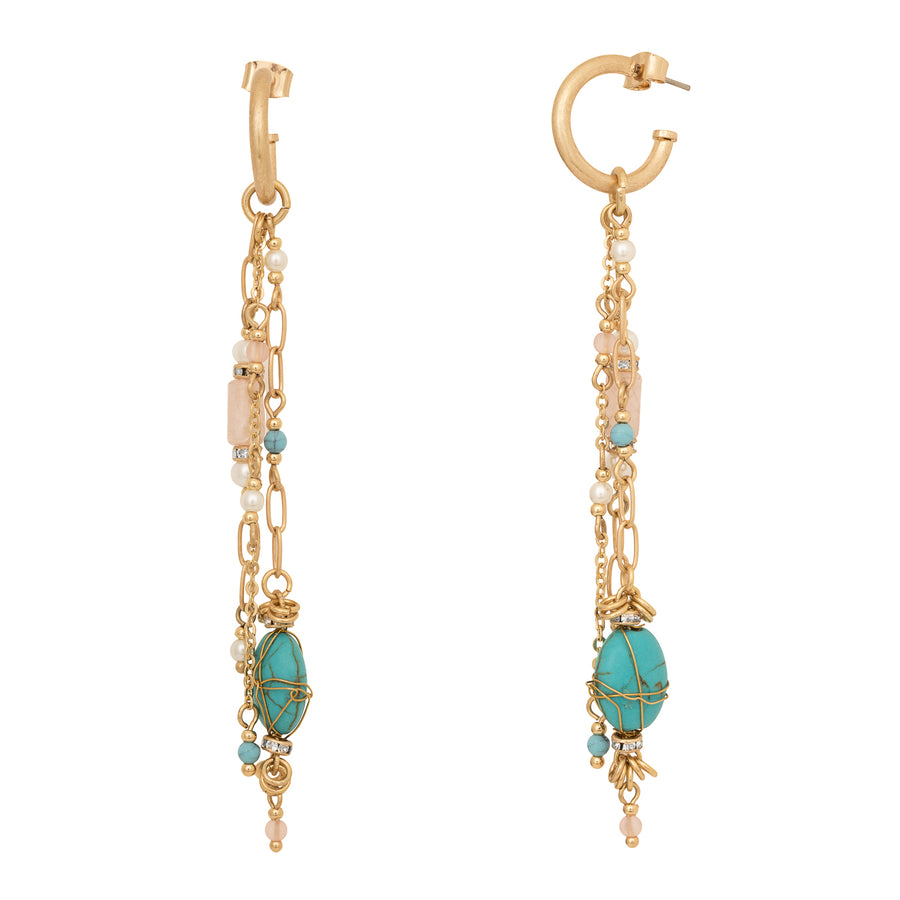 Bibi Bijoux Gold Sea-Green Wrapped Bead Earrings