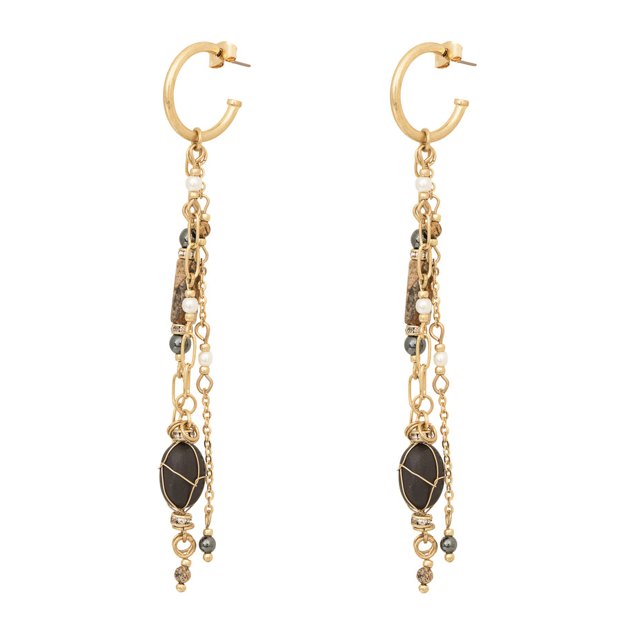 Bibi Bijoux Gold Jasper Wrapped Bead Earrings