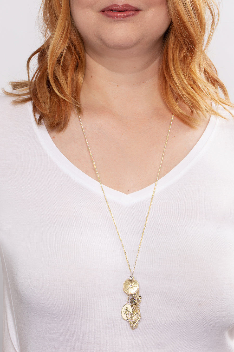 Bibi Bijoux Gold Hearts & Stars Cluster Necklace