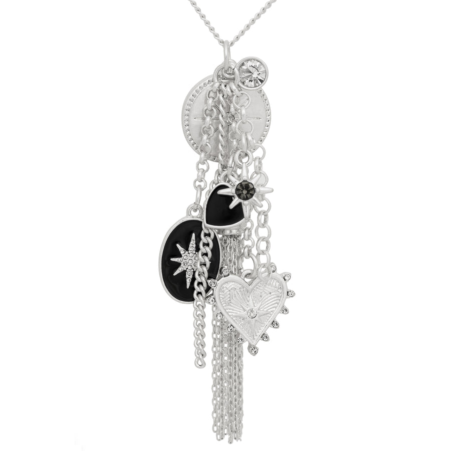 Bibi Bijoux Silver Hearts & Stars Cluster Necklace