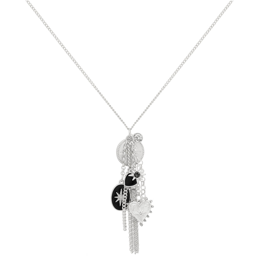 Bibi Bijoux Silver Hearts & Stars Cluster Necklace
