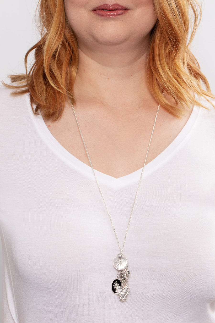 Bibi Bijoux Silver Hearts & Stars Cluster Necklace